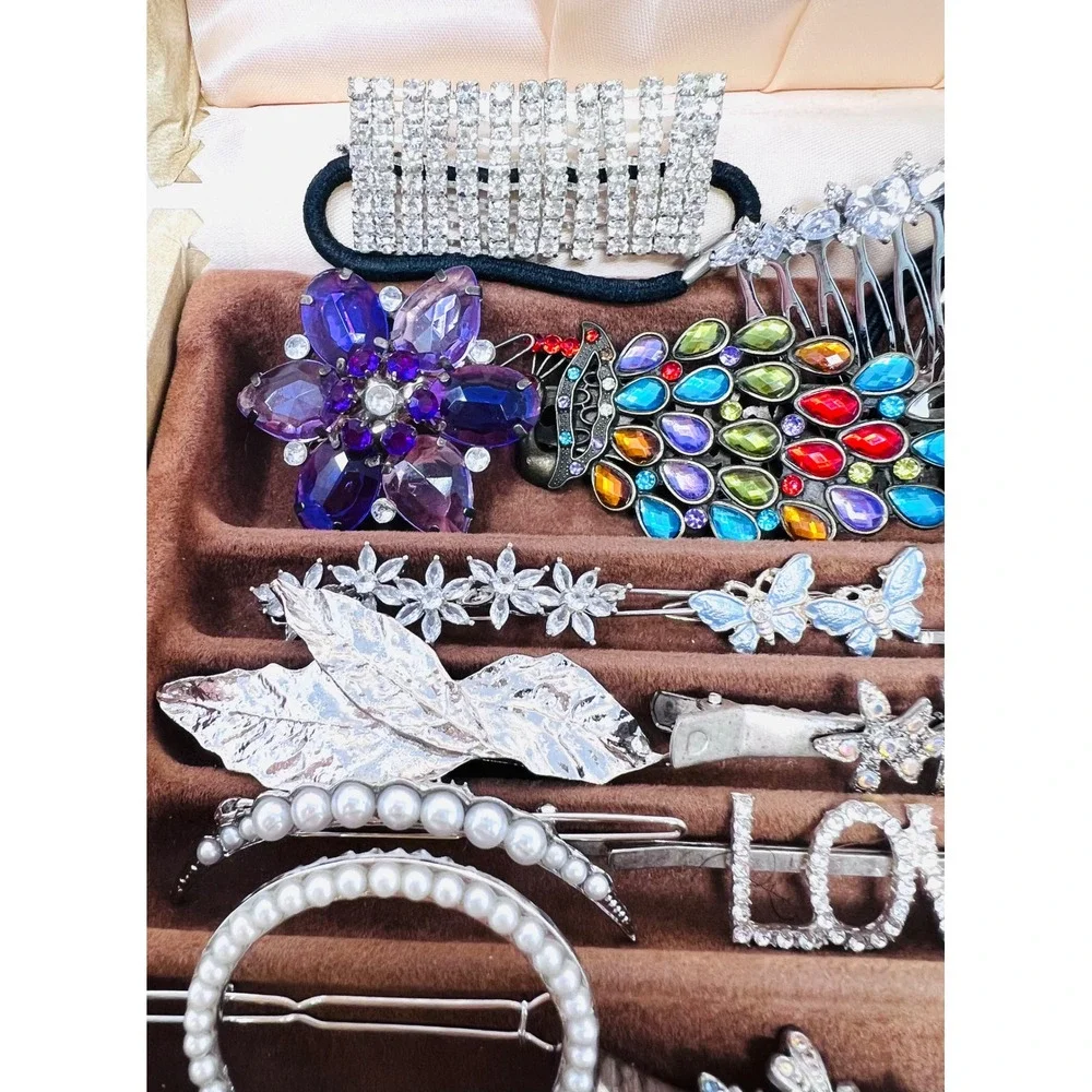 Vintage Silver & Gold Tone Hair Accessory Butterfly Clip, Pins Floral Combs 30pc